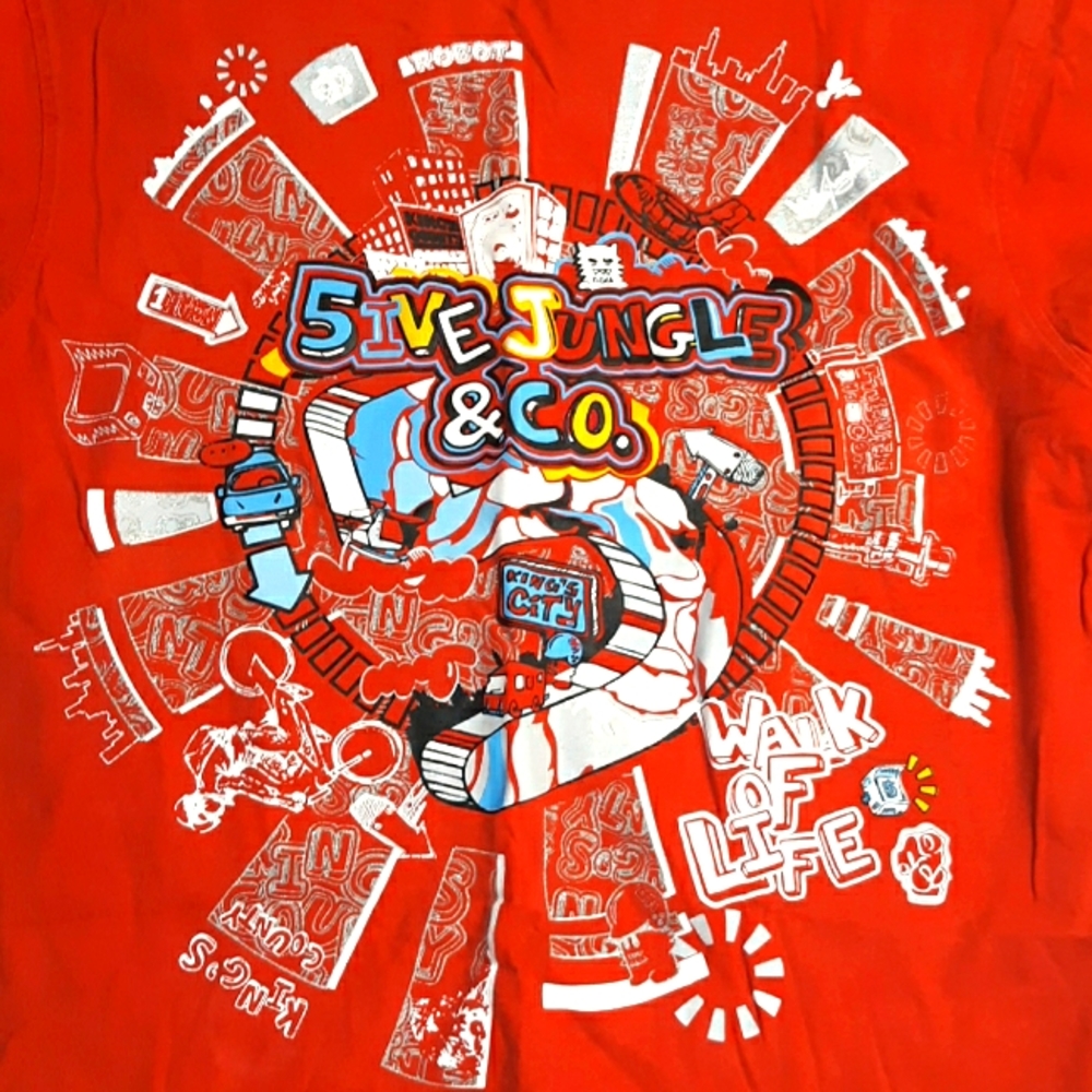 Mens Red 5ive Jungle Skate Short Sleeve Graphic Te